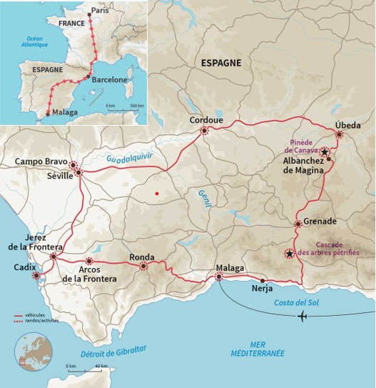 Carte Espagne : Merveilles d'Andalousie (A/R en train)